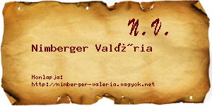 Nimberger Valéria névjegykártya
